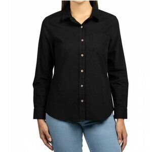 Jachs Girlfriend New York Women's Long Sleeve Mini Corduroy ButtonUp Shirt Black